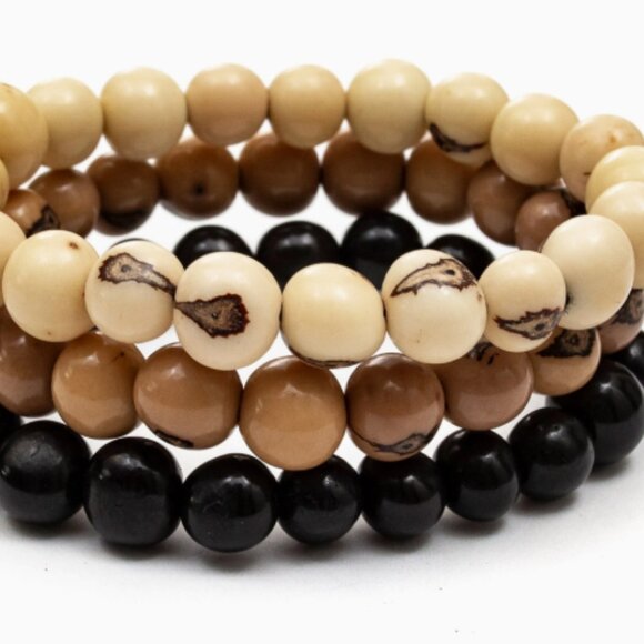 TAGUA Stackable Sustainable Vegan Ivory Bead Bracelets - Picture 5 of 9